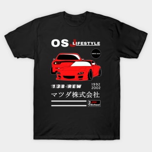 RX-7 (Red) OSJ LifeStyle [Black Edition] T-Shirt